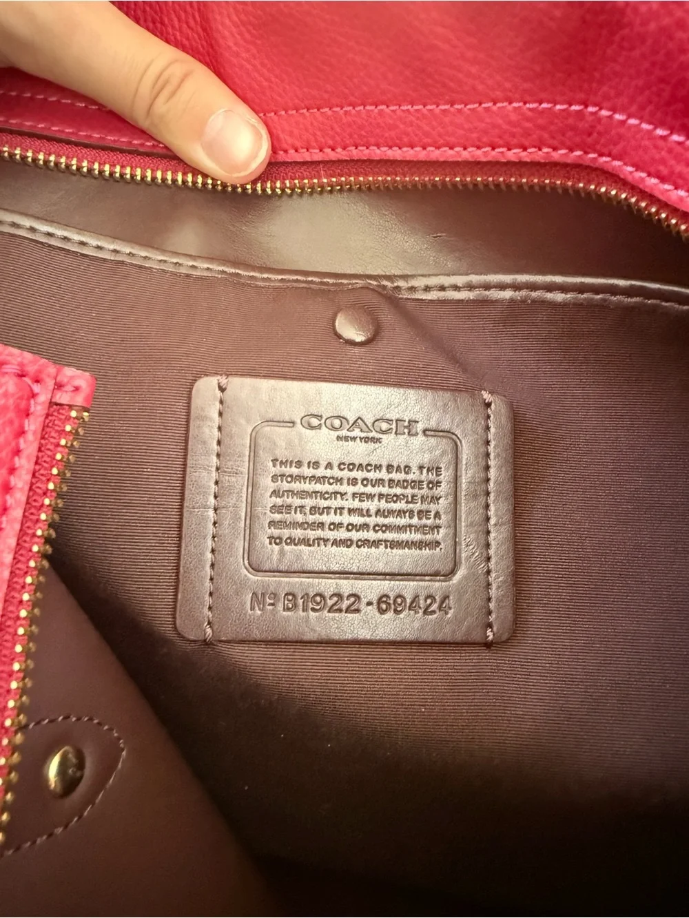 Coach Fuchsia Pebbled Leather Tote with Shoulder Straps
